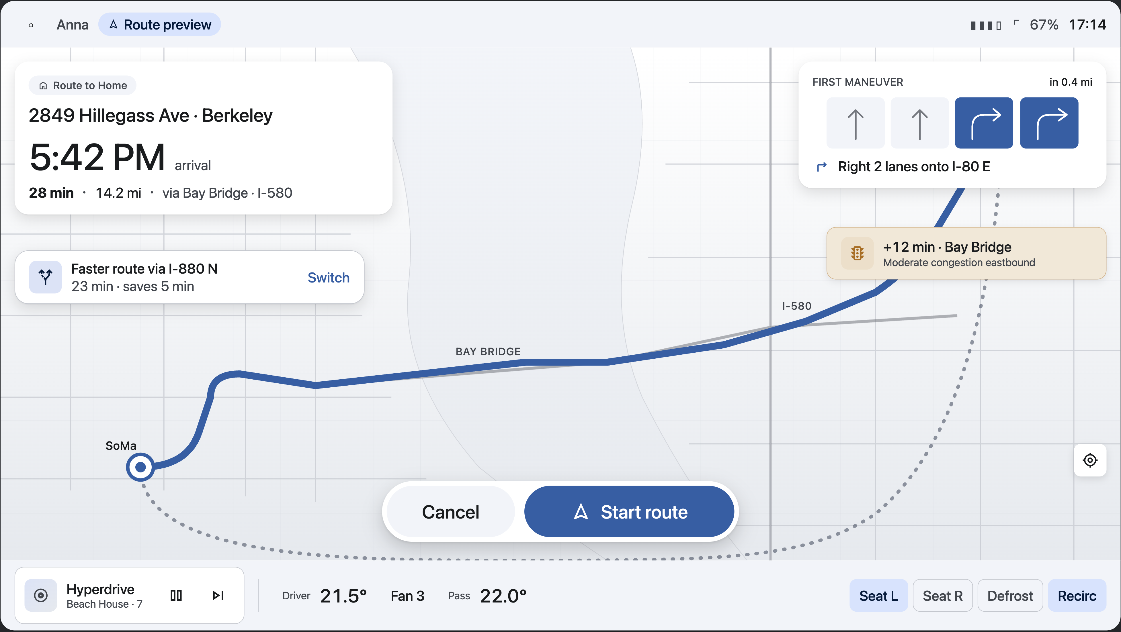 Route preview — adaptive routing
